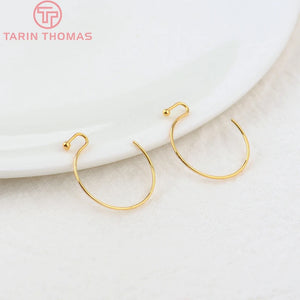 20PCS 15.5x19MM 24K Plated Round Earring Hook Jewelry Findings