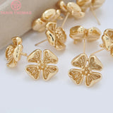 6PCS 17.5MM Champagne Flower Stud Earrings DIY Jewelry Accessories