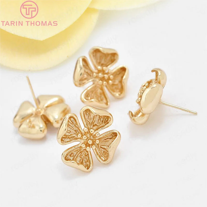 6PCS 17.5MM Champagne Flower Stud Earrings DIY Jewelry Accessories