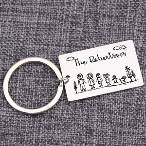 Custom Family Portrait Keychain with Names