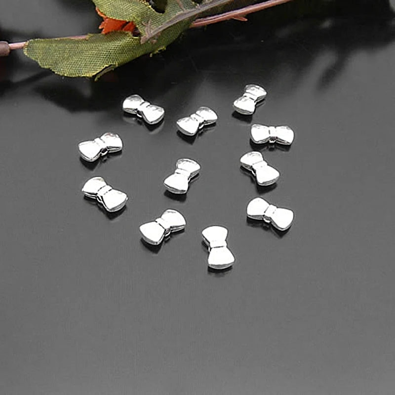 100PCS 10x5MM Antique Silver Bow Spacer Beads Jewelry Making Supplies