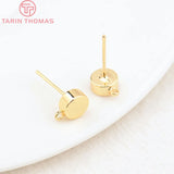10PCS 6MM 24K Brass Round Stud Earrings Pins High Jewellery