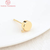 10PCS 6MM 24K Brass Round Stud Earrings Pins High Jewellery
