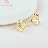 6PCS 19.4x27MM 24K Brass Leaf Leaves Earring Hooks