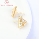 6PCS Brass Zircon Stud Earrings for DIY Jewelry Making