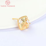 6PCS Brass Zircon Stud Earrings for DIY Jewelry Making