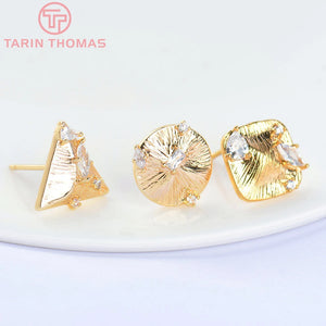 6PCS Brass Zircon Stud Earrings for DIY Jewelry Making