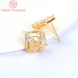 6PCS Brass Zircon Stud Earrings for DIY Jewelry Making