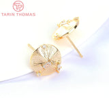 6PCS Brass Zircon Stud Earrings for DIY Jewelry Making
