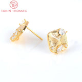 6PCS Brass Zircon Stud Earrings for DIY Jewelry Making