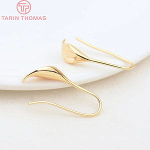 10PCS 26.5x11MM 24K Brass Calla Lily Earrings Hoop DIY Jewelry Making