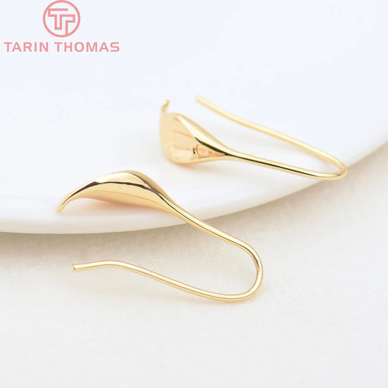 10PCS 26.5x11MM 24K Brass Calla Lily Earrings Hoop DIY Jewelry Making