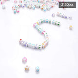 2150Pcs Mix Bead Hearts Alphabet Number Beads DIY Accessories Charms Necklace