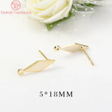 6PCS 24K Plated Brass Stud Earrings for Jewelry Making