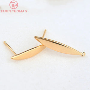 6PCS 4x24MM Hole 1.5MM 24K Brass Stud Earrings DIY Findings