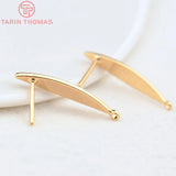 6PCS 4x24MM Hole 1.5MM 24K Brass Stud Earrings DIY Findings