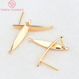 6PCS 4x24MM Hole 1.5MM 24K Brass Stud Earrings DIY Findings