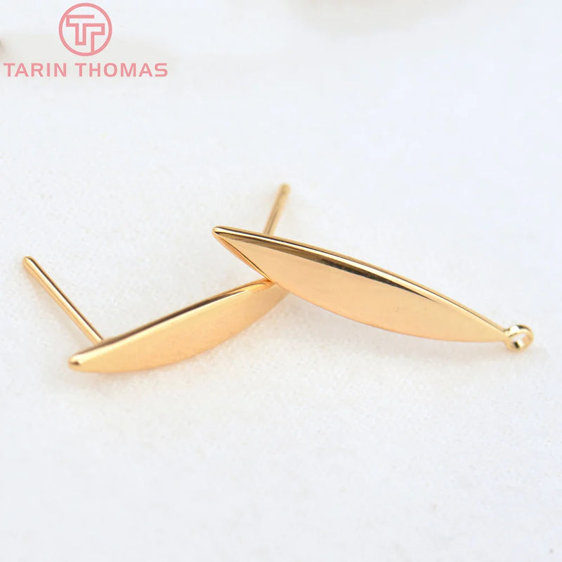 6PCS 4x24MM Hole 1.5MM 24K Brass Stud Earrings DIY Findings