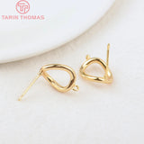 6PCS 10x14MM 24K Brass Irregular Stud Earrings