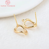 6PCS 10x14MM 24K Brass Irregular Stud Earrings