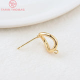 6PCS 10x14MM 24K Brass Irregular Stud Earrings