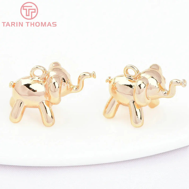 6PCS 16x11MM 24K Brass Small Elephant Shape Pendants for DIY Jewelry