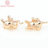 6PCS 16x11MM 24K Brass Small Elephant Shape Pendants for DIY Jewelry