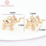 6PCS 16x11MM 24K Brass Small Elephant Shape Pendants for DIY Jewelry