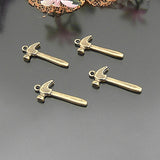 30PCS Antique Bronze Hammer Charms Pendants Jewelry Making DIY
