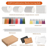 219Pcs Sublimation Ornament Blanks with Tassels Earring Hooks DIY Supply Craft