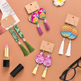 219Pcs Sublimation Ornament Blanks with Tassels Earring Hooks DIY Supply Craft