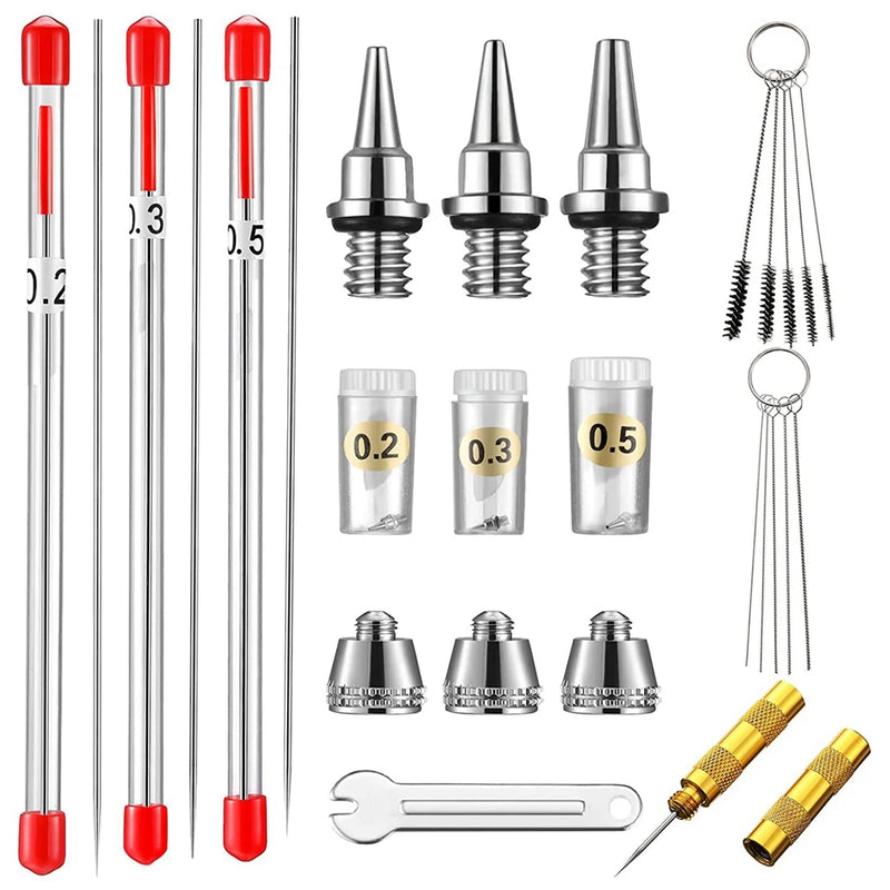 21Pcs Airbrush Nozzle Cap Kit Replacement Part