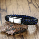 Men's Leather Bracelet Stainless Steel Closure Classic Jewelry