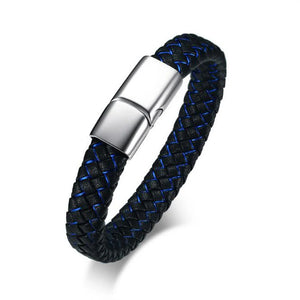 Men's Leather Bracelet Stainless Steel Closure Classic Jewelry