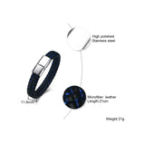 Men's Leather Bracelet Stainless Steel Closure Classic Jewelry