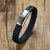 Men's Leather Bracelet Stainless Steel Closure Classic Jewelry