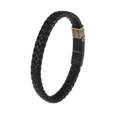 Men's Woven Leather Bracelet with Stainless Steel Clasp