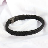 Men's Woven Leather Bracelet with Stainless Steel Clasp