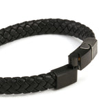 Men's Woven Leather Bracelet with Stainless Steel Clasp