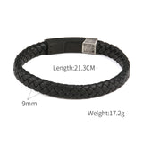 Men's Woven Leather Bracelet with Stainless Steel Clasp