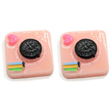 21mm Resin Pink Camera Flatback Ornament for Key Chain Decorations