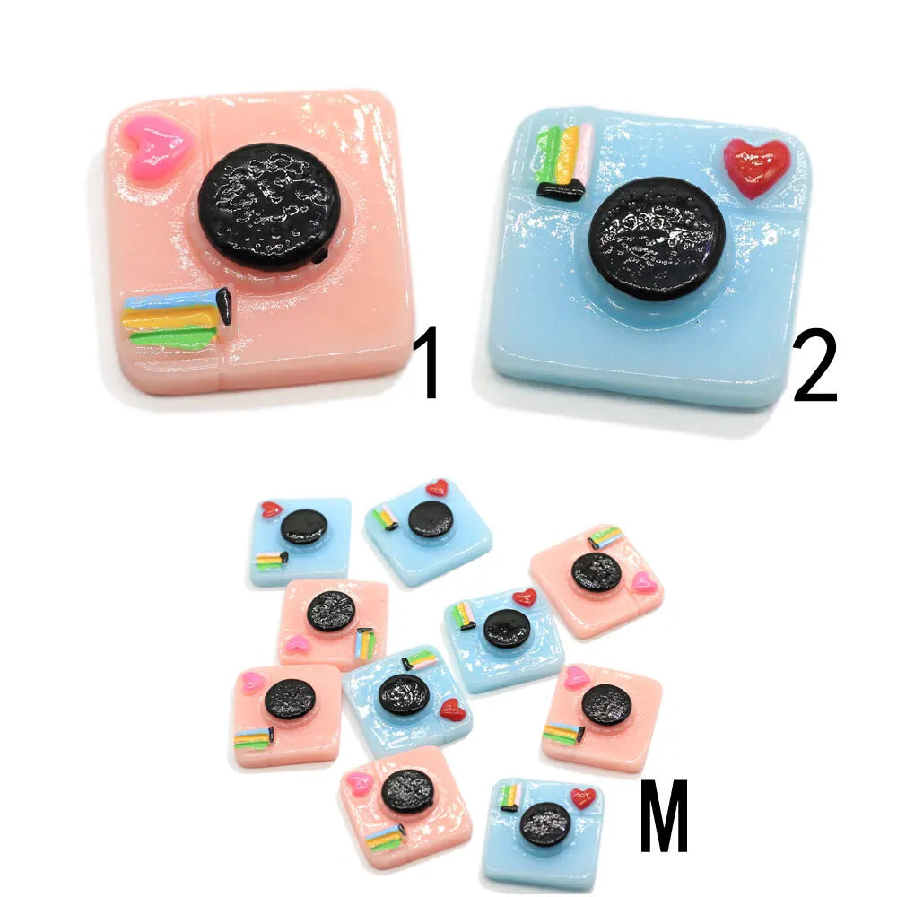 21mm Resin Pink Camera Flatback Ornament for Key Chain Decorations
