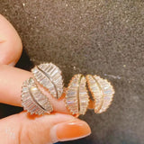 21mm Leaf Ring CZ Stone Women's Wedding Band