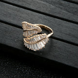 21mm Leaf Ring CZ Stone Women's Wedding Band