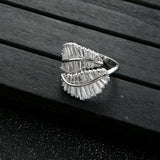 21mm Leaf Ring CZ Stone Women's Wedding Band