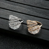 21mm Leaf Ring CZ Stone Women's Wedding Band