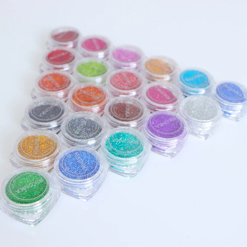 21pcs Holographic Laser Glitter Epoxy Resin Silicone Mold Filler Glitter Powder