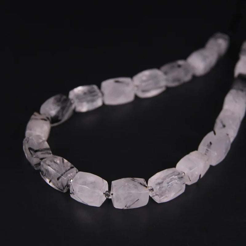 Rutilated Quartz Cube Pendant Beads for Jewelry Making