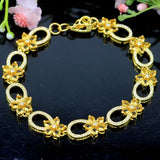 Golden Citrine CZ Silver Bracelet 7.0-8.0inch