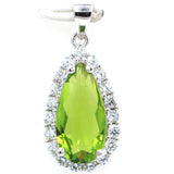 Green Peridot Amethyst CZ 925 Silver Pendant